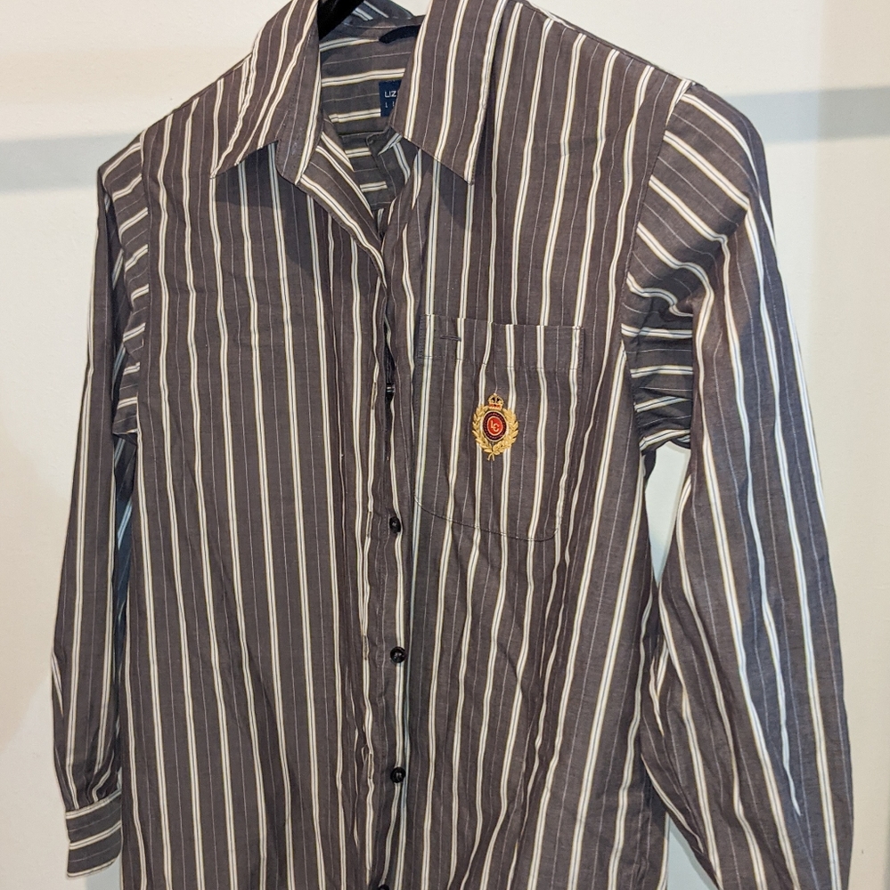 LIZ CLAIBORNE STRIPED BUTTON DOWN